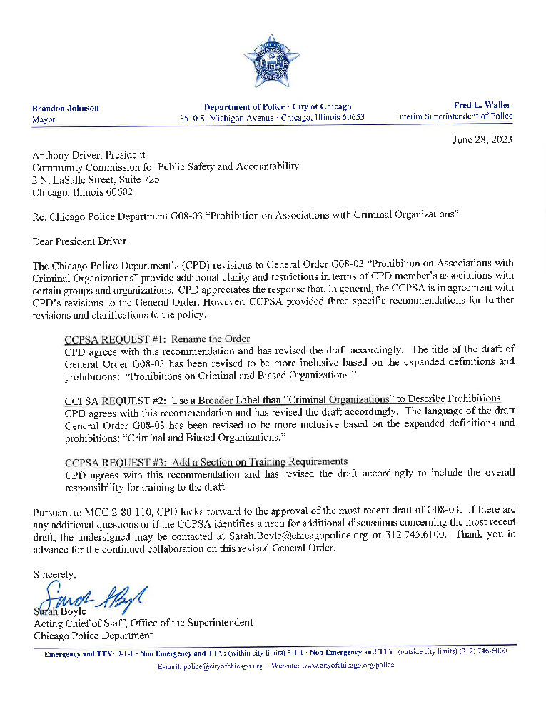 thumbnail of CPD’s-Response-Letter-on-May-2023-Updates-to-Draft-Amendments-to-G08-03
